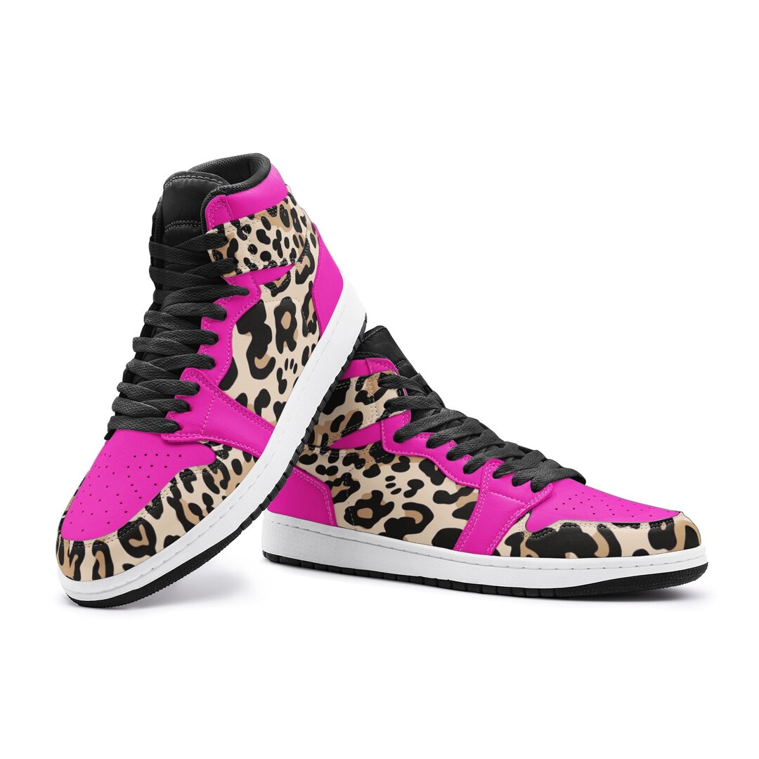 Men's/women's Hot Pink and Cheetah Print High Top Sneaker - Etsy