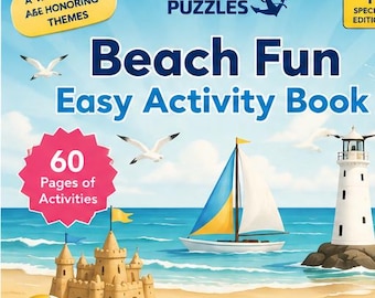Beach Fun Activity Book for Adults and Families | Printable Puzzles Coloring Mazes and Games | Memory Care Activities | PDF Download