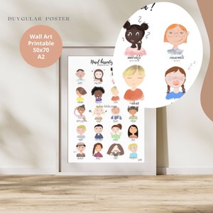20 different emotions feelings poster Turkish/German, timeless