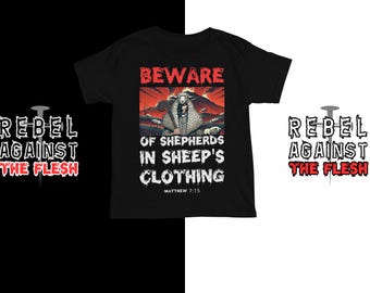 Beware of Shepherds Unisex Heavy Cotton Tee, Statement T-Shirt, Casual Wear, Gift for Friends, Biblical Quote Tee