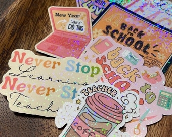 Back To School Teacher Sticker Bundle Teacher Sticker Pack Teacher Life Teacher Supplies Made To Teach Laptop Stickers Journal Teacher Gifts