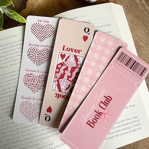 Book Lover Bookmark Collection Pink Bookmark Handmade Bookmarks Laminated Bookmark Individual or Set Bookish Gifts Valentines Bookmarks