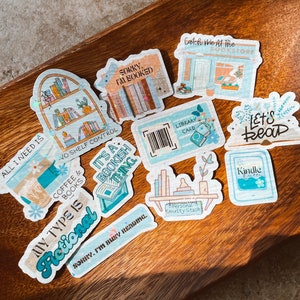 Blue Bookish Holographic Sticker Bundle Bookish Kindle Stickers Book Girl Aesthetic Bookish Gifts Book Accessories Book Girl Era Book Lover