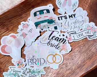 Wedding Bridal Sticker Bundle Bride To Be Wedding Day Bridal Party Bridal Shower Bachelorette Love Just Married Team Bride Save The Date