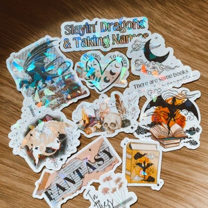Fantasy Dragon Bookish Sticker Bundle Dragon Aesthetic Romantasy Holographic Sticker Kindle Stickers Bookish Gifts Book Accessories Sci-fi