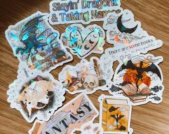 Fantasy Dragon Bookish Sticker Bundle Dragon Aesthetic Romantasy Holographic Sticker Kindle Stickers Bookish Gifts Book Accessories Sci-fi