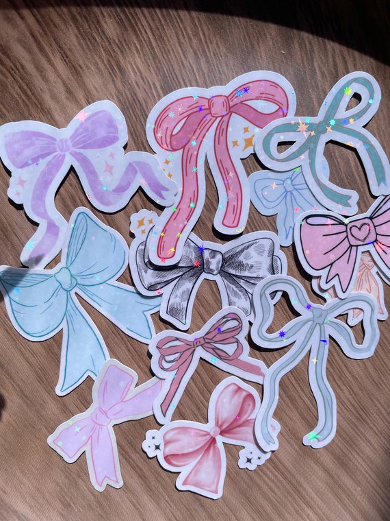 Bow Sticker Bundle Ribbon Trend Sticker Pack Bookish Sticker Bundle Kindle Stickers Pack Bow Trend Pink Bow Pink Stickers Holographic Bow