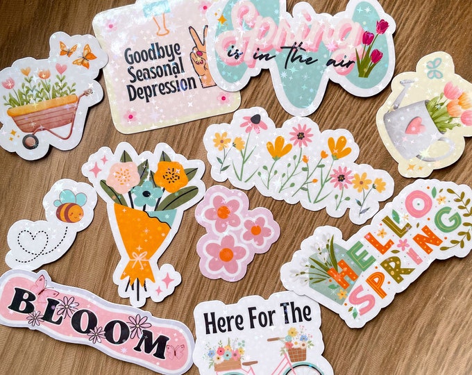 Stickers Springy Spring Sticker Bundle Spring Sticker Pack Seasonal Stickers Kindle ...