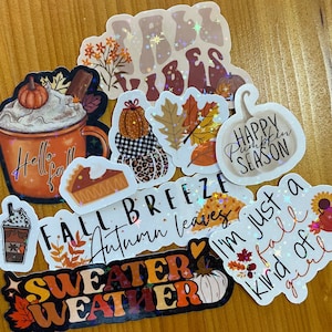 Fall Sticker Bundle Fall Is Here Fall Sticker Pack Holographic Autumn Pumpkin Season Fall Vibes Sweater Weather Fall Colors Fall Leaves