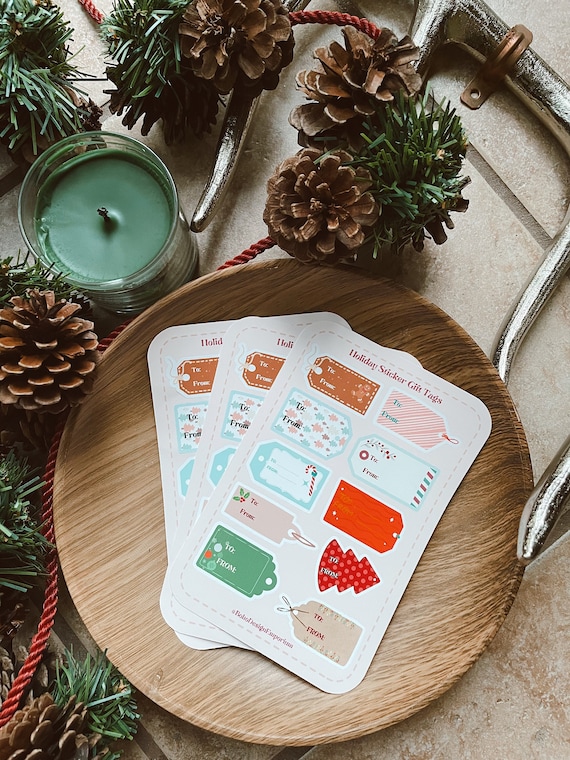 Holiday Gift Tag Sticker Sheet Christmas Gift Tag Stickers Present Stickers Gift Tag Label Fun Holiday Gift Tags To From Gift Label Sheets