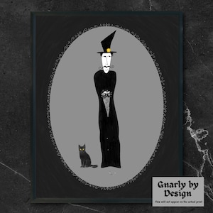 Cartoon Gothic Portrait, Wall Art Print, Goth Gift
