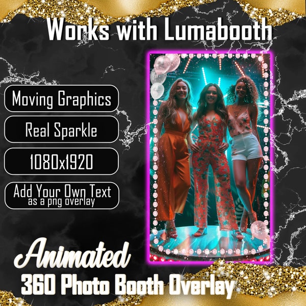 360 Animated Overlay,  Luma Booth Overlay, Lumabooth Overlay, 360 Photobooth Overlay, 360 Birthday Overlay, Sweet 16 Overlay, Pink Diamonds