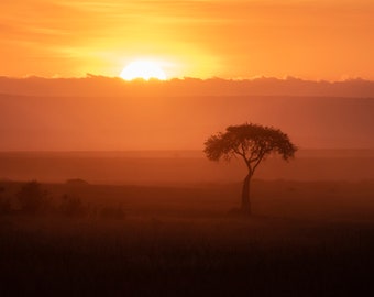 African Sunset Photo Print Wall Art