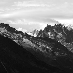 Mont Blanc Massif Photo Print Wall Art (Black and White)