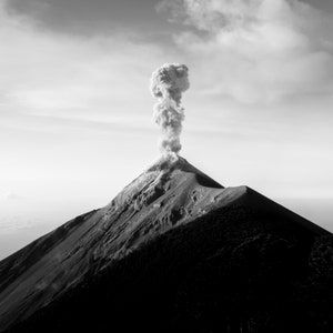 Guatemala Volcan de Fuego Acatenango Photo Print Wall Art (Black and White)
