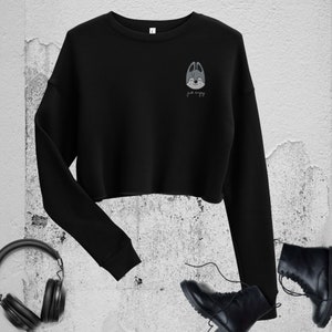 Embroidered Wolf Chan Just Enjoy Crop Sweatshirt | Channie Just Enjoy | Bang Chan Crop Sweatshirt