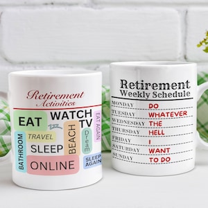 Retirement Weekly Schedule 2, mug template Sublimation PNG Digital download graphic 10oz 11oz Retirement gift for commercial use, Coffee Mug