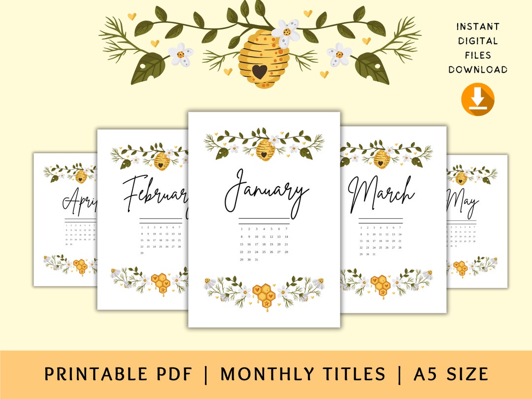 Themed Bullet Journal Monthly Titles & Mini Calendars A5 Bundle Let Your Creativity