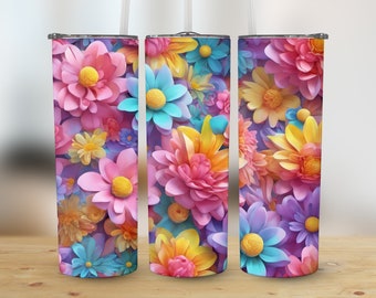 3D Flowers Tumbler Wrap