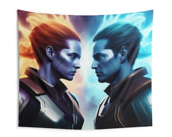 Yin and Yang Star Elementals Indoor Wall Tapestries