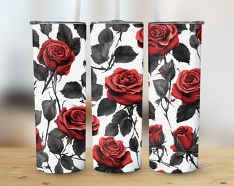 Black and White Roses Tumbler WrapBlack and Red Tumbler Wrap