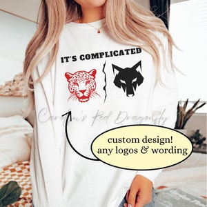CUSTOMIZED Unisex House Divided Shirt, Comfort Colors, Rivalry Long Sleeve, Game Day, Grad, Pick your favorite Teams/Colleges, Oversized Fit