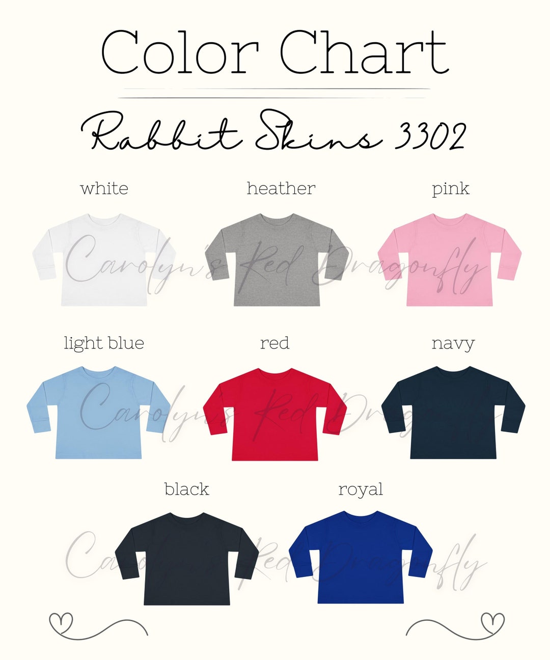 Rabbit Skins 3302 Toddler Long Sleeve Shirt Color Chart Mockup (PNG ...