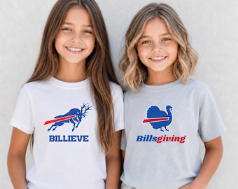 Buffalo Football Reindeer or Turkey Tee, Youth, Kids, Toddler Sizes, Billieve, Billsgiving, Turkey Trot, Matching Christmas Shirt, Bilieve