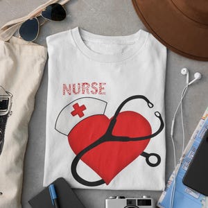 Nurse Heart Tee | Gift for Nurses, Healthcare T-Shirt, Medical Apparel, Stethoscope Art, Nurse Appreciation, Nurse Shirt, Nurse Vintage Tee