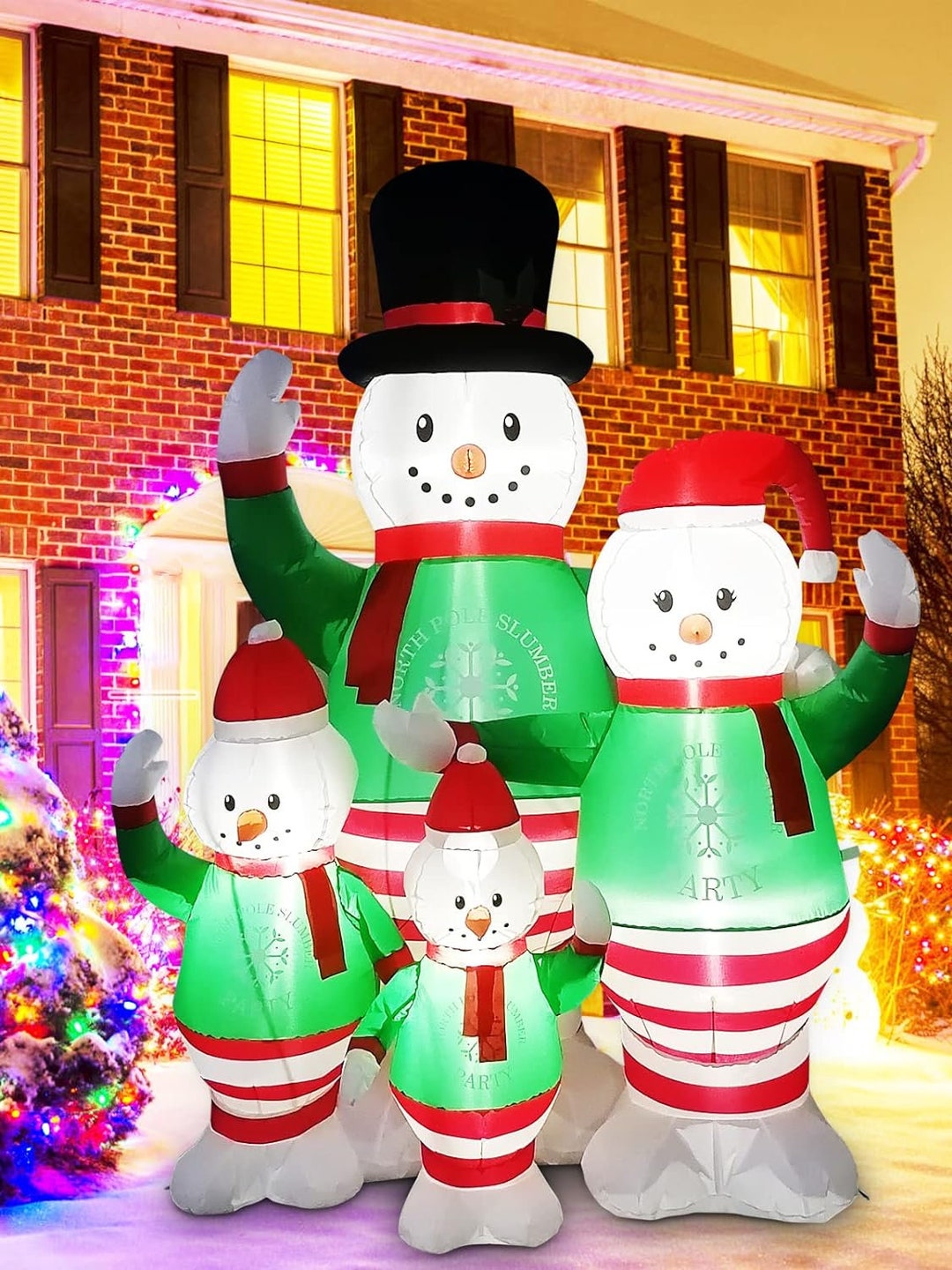 Christmas Inflatable Snowman Family 6feet Tall Etsy