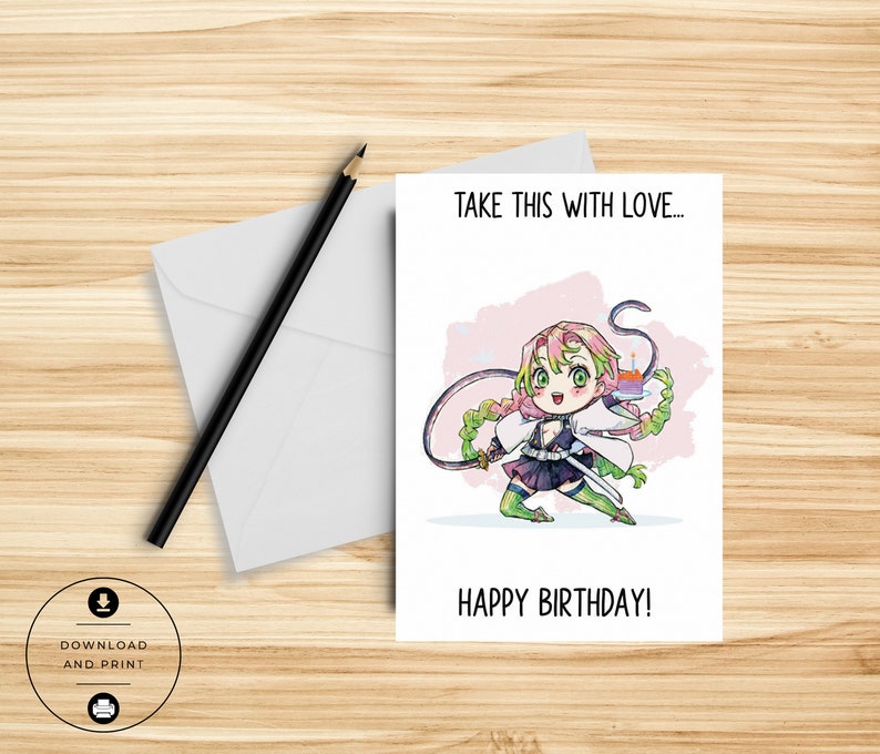 Anime Birthday Card Cute Birthday Card Funny Nerdy - Etsy