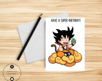 Anime Birthday Card - Funny Birthday Card - Punny - Nerdy - Manga Birthday Card - Imprimable - Carte pour un ami - Anime Lover -