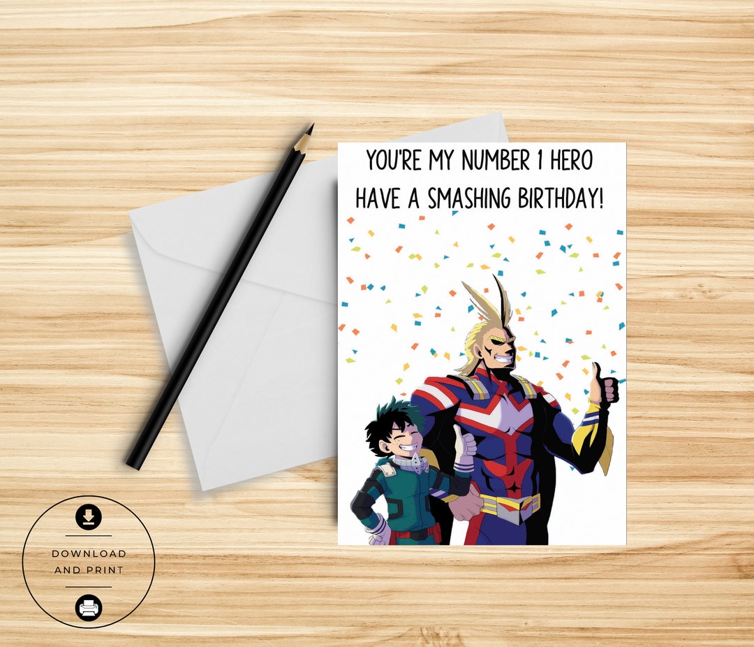 Anime Birthday Card Cute Birthday Card Funny Nerdy Printable Card Card ...