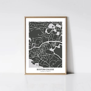 Impressão de parede do Boston College, impressões de mapas universitários, recordações universitárias, decoração de parede, presente da caverna do homem, presente para ele, presente para ela