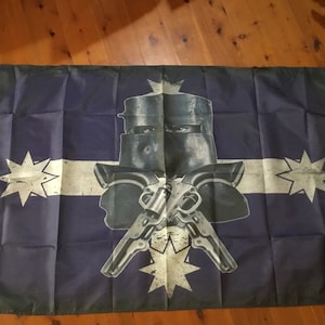 aus seller 5x3 foot Collectable memorabilia NED KELLY Genuine merchandise AUSSIE Bushranger banner flag wall hanging Man cave outlaw biker