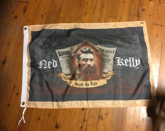 aus seller 3x2 fooT Collectable memorabilia NED KELLY Genuine merchandise AUSSIE Bushranger banner flag wall hanging Man cave motorcycle