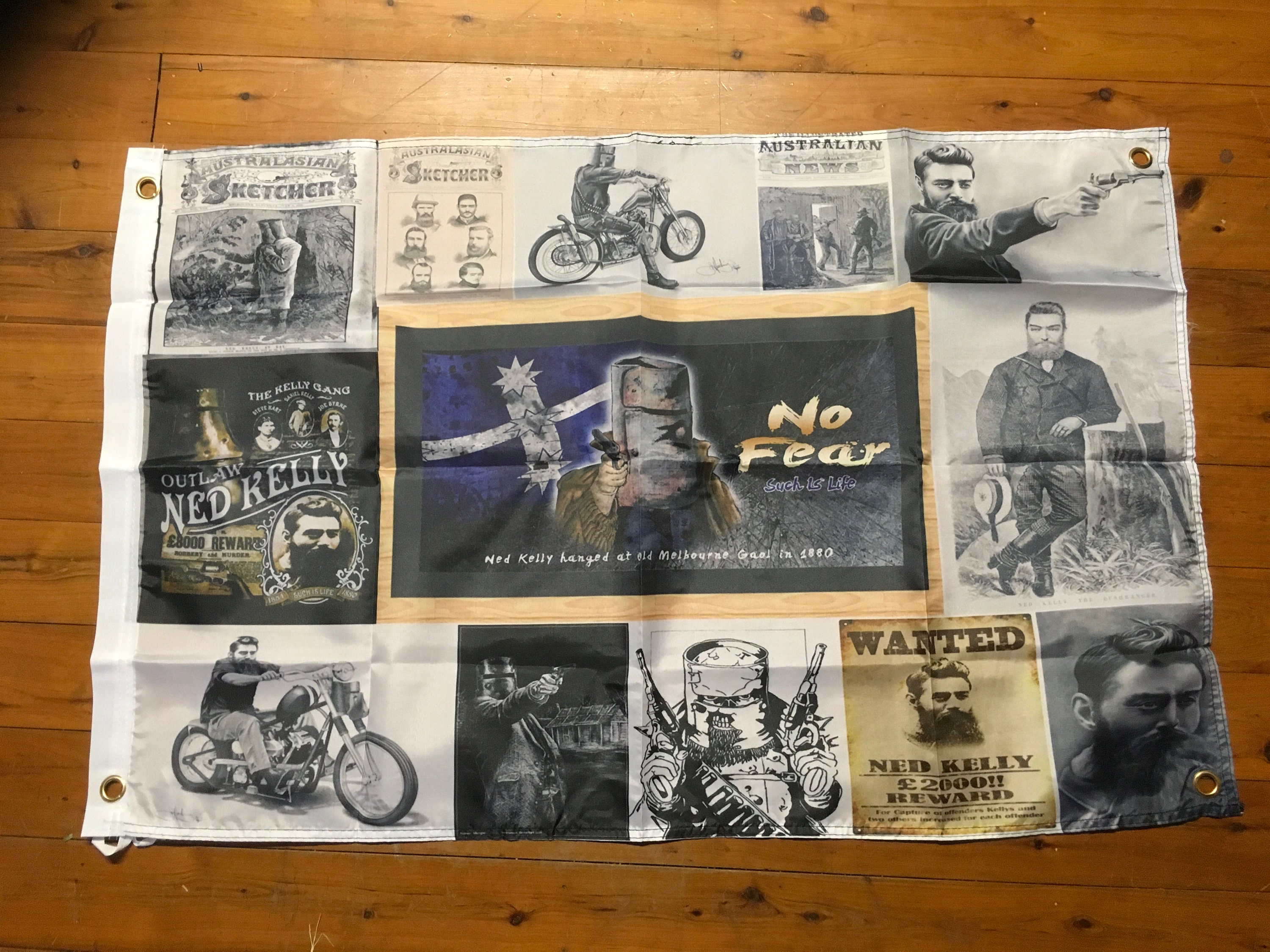 aus seller 5x3 fooT Collectable memorabilia NED KELLY Genuine merchandise AUSSIE Bushranger banner flag wall hanging Man cave motorcycle