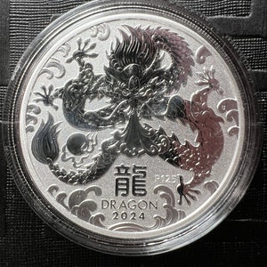 2024 Australia Lunar Year of the Dragon 1oz Silver Bullion Coin Series3