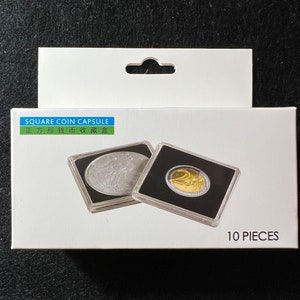 39mm Coin Capsules, 2 x Pack of 10 Square Coin Covers, Coin Capsule, Coin Protection, Coin Collection box