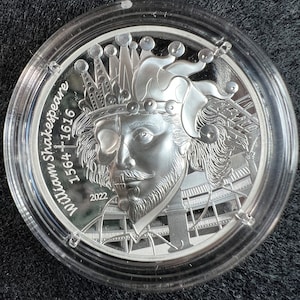 Free Shipping Canada-Low Mintage France 2022 Shakespeare 1oz Silver Proof Coin. High Releif 999 Fine Silver Coin