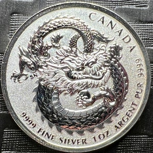 LUCKY DRAGON  2018 1 oz Pure Silver High Relief Coin Royal Canadian Mint
