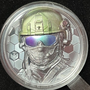 3oz 999 Fine Silver Collectable Coin, 2022 Real Hero- Special Forces Black Proof Coin by Cooks Island Mint