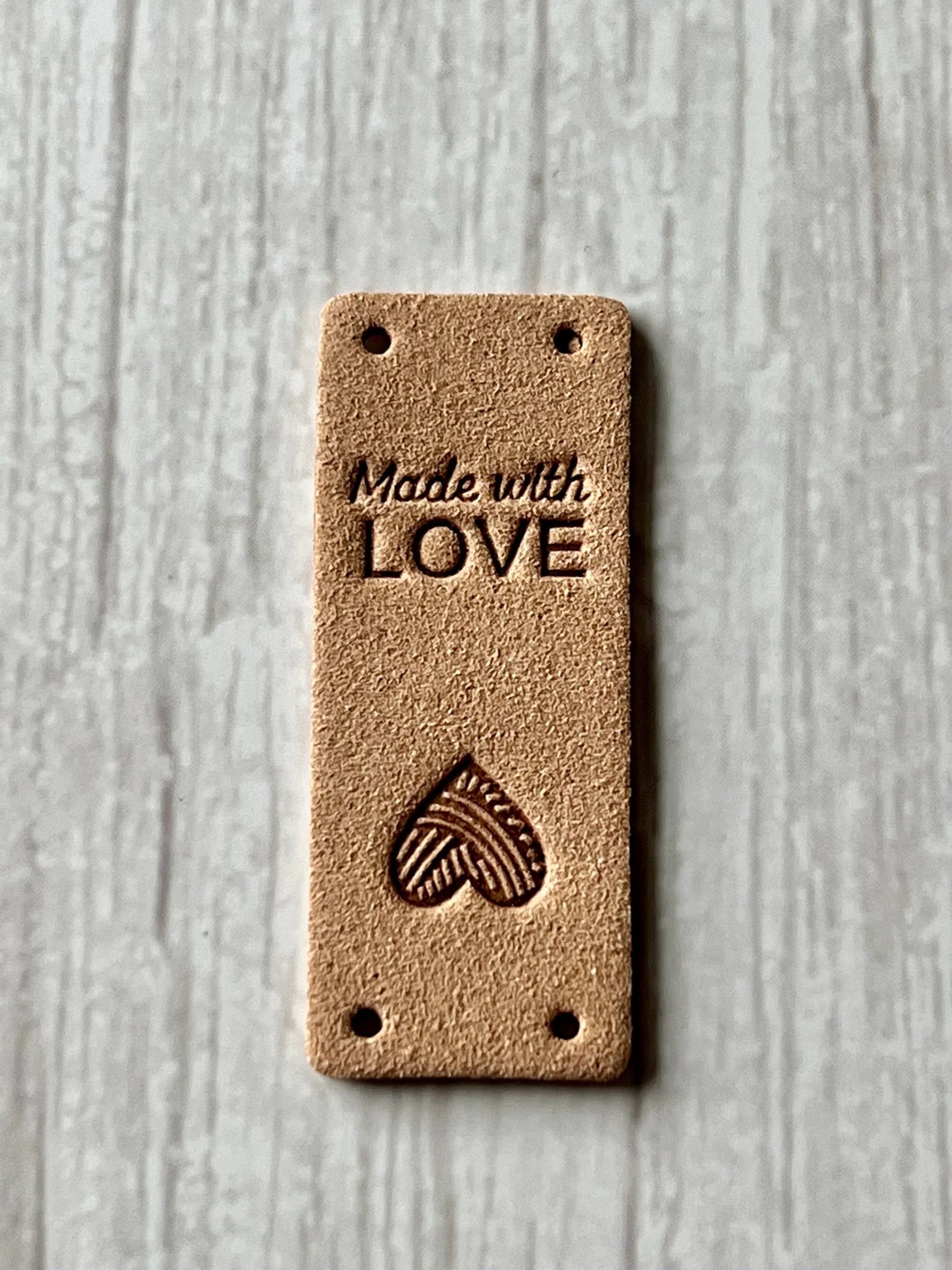 Personalized Microfiber Made-with-Love Suede Tags –