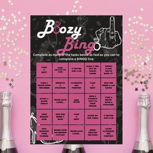Bachelorette Bingo Game &quot;Boozy Bingo&quot; Printable Download