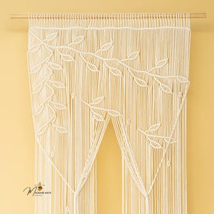Long Leaf Pattern Macrame Curtain, Door Curtain, Doorway Cover, Macrame Leaf Curtain, Large Window Macrame, Macrame Swag Window, Boho Decor