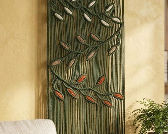 Handmade Macrame Leaf Wall Art, Boho Organic Cotton Hanging, Olive Green Decor