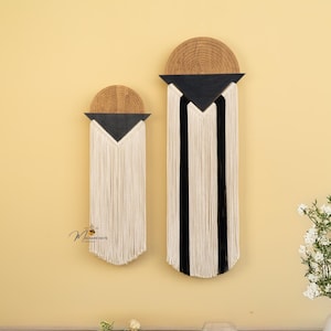 Large Macrame Wall Hanging: Wood Fiber Art, Modern Farmhouse Decor