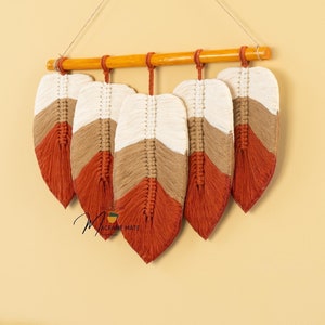 Boho Macrame Leaf Wall Art: Rustic Tropical Decor