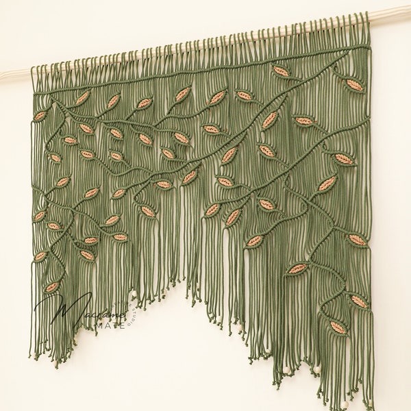 Macrame Wall Tapestry, Boho Home Decor, Macrame Leaf Curtain, Boho Wall Hanging, Macrame Valance, Farmhouse Curtain, Makramee Wandbehang