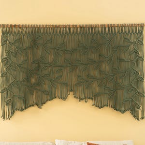 Olive Green Macrame Wall Hanging, 3D Leaf Botanical Tapestry, Modern Organic Decor
